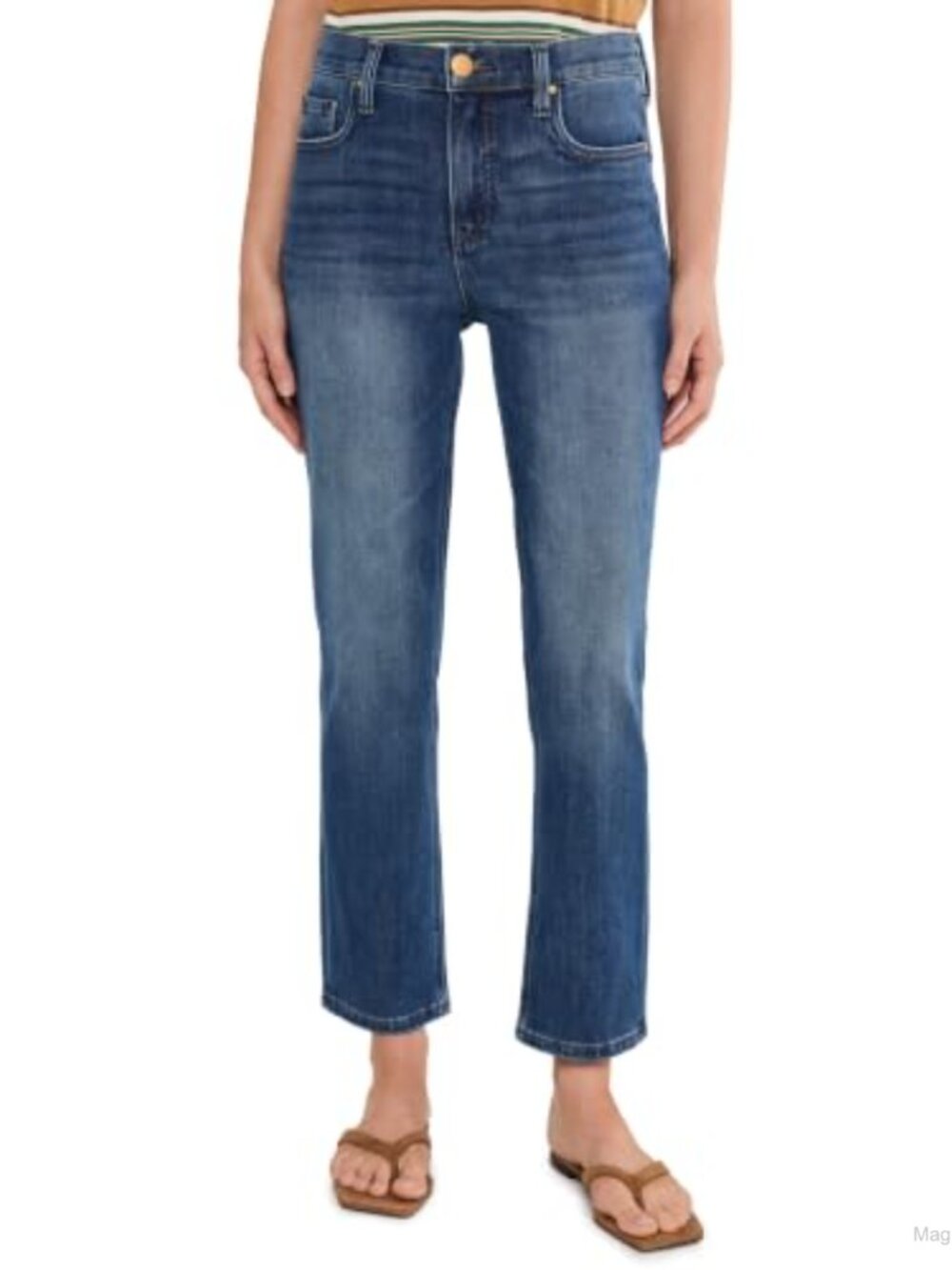 High Rise Fab Ab Straight Leg Jeans Lyocell Cotton Blend Regular Fit - Picture 1 of 4